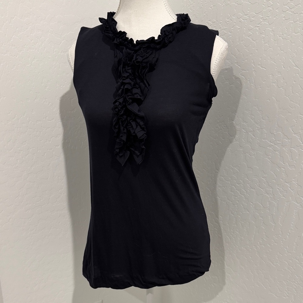 Tory Burch Navy Ruffled Sleeveless Women’s Top
